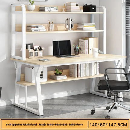 Bureau d’Ordinateur Multifonctionnel pour Chambre à Coucher – Simple et Élégant – Avec Bibliothèque Intégrée et Bureau d’Écriture – Style Modern Minimalism – Bois Durable – Poids 25 kg – Idéal pour Étude, Maison, Bureau
