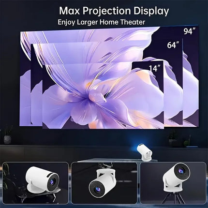 Mini Projecteur Portable 4K, Projecteur HD WiFi 200" - Compatible Smartphone/iPhone/PC/PS5/USB, Autofocus, Correction Keystone Automatique, Double Haut-Parleurs, Idée Cadeau