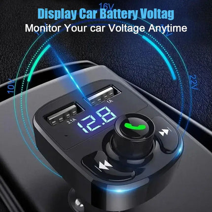 Émetteur FM Bluetooth 5.0 Voiture - Double USB 3.1A - Charge Rapide - Affichage Numérique - Kit Mains-Libres