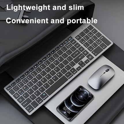 Clavier Sans Fil Bluetooth 5.0 & 2.4G – Mini Clavier Multimédia 102 Touches Ergonomique Compatible PC, Laptop, MacBook, iPad & Android
