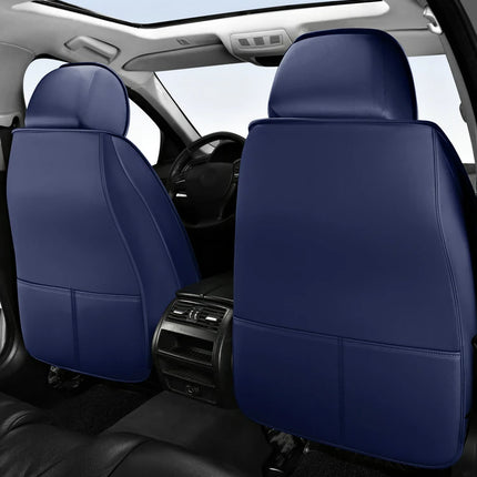 Housse de Siège de Voiture 5 Places – Nouveau Support Lombaire Fixe – Cuir Nappa Soie Glacée – Universel Quatre Saisons – Adapté à la Plupart des Voitures – Mousse PE Rembourrée