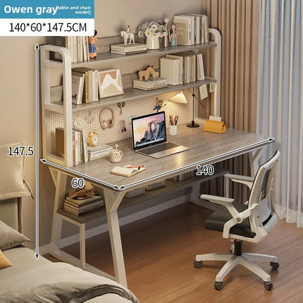 Bureau d’Ordinateur Multifonctionnel pour Chambre à Coucher – Simple et Élégant – Avec Bibliothèque Intégrée et Bureau d’Écriture – Style Modern Minimalism – Bois Durable – Poids 25 kg – Idéal pour Étude, Maison, Bureau