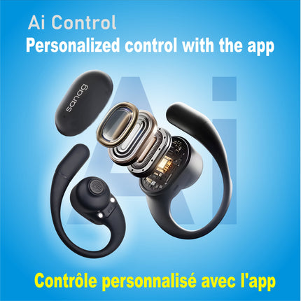 Écouteurs Open Ear Sanag C16S Conduction Osseuse - Bluetooth 5.4, 56h Autonomie, HiFi, IPX7, Confort Léger pour Sport et Bureau