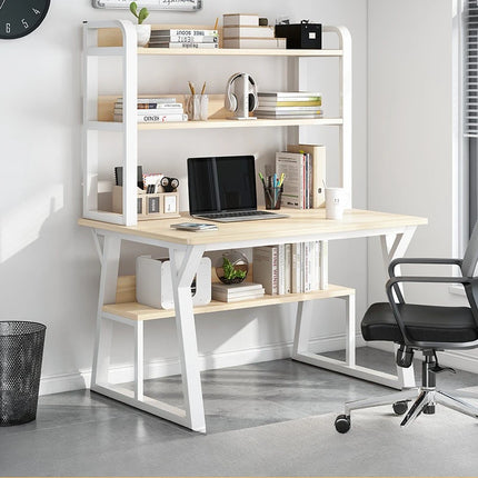 Bureau d’Ordinateur Multifonctionnel pour Chambre à Coucher – Simple et Élégant – Avec Bibliothèque Intégrée et Bureau d’Écriture – Style Modern Minimalism – Bois Durable – Poids 25 kg – Idéal pour Étude, Maison, Bureau
