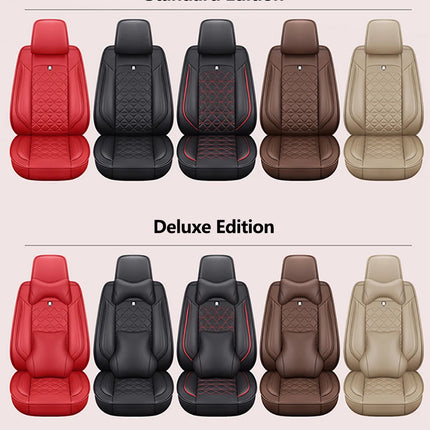 Housse de Siège de Voiture 5 Places Universelle – Pour la Plupart des Sièges de Voiture – Éponge et Cuir Artificiel – Rembourrage Mousse à Mémoire de Forme – Imperméable – Toutes Saisons – Rangement et Organisation – Protection Complète