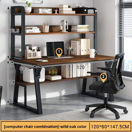 Bureau d’Ordinateur Multifonctionnel pour Chambre à Coucher – Simple et Élégant – Avec Bibliothèque Intégrée et Bureau d’Écriture – Style Modern Minimalism – Bois Durable – Poids 25 kg – Idéal pour Étude, Maison, Bureau