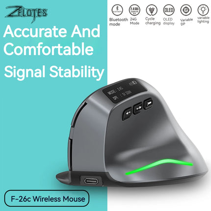 Souris Sans Fil – 2,4 GHz et Bluetooth – Écran LED DPI Réglable – 8 Boutons – 3200 DPI – Rechargeable – Pour Ordinateur Portable, Bureau et Gaming – Certifiée CE – Main Droite