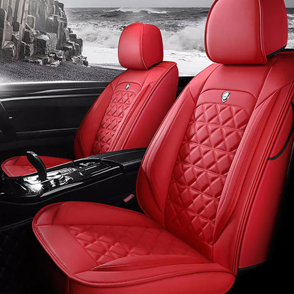 Housse de Siège de Voiture 5 Places Universelle – Pour la Plupart des Sièges de Voiture – Éponge et Cuir Artificiel – Rembourrage Mousse à Mémoire de Forme – Imperméable – Toutes Saisons – Rangement et Organisation – Protection Complète