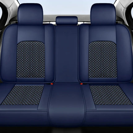 Housse de Siège de Voiture 5 Places – Nouveau Support Lombaire Fixe – Cuir Nappa Soie Glacée – Universel Quatre Saisons – Adapté à la Plupart des Voitures – Mousse PE Rembourrée
