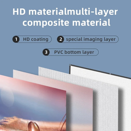 Écran de Projection Anti-Lumière 16:9 - Toile Réfléchissante Portable 60 à 133 Pouces - Grille Blanche Haute Définition 4K - Gain x2.5