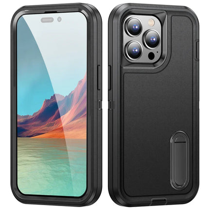 Coque Étui Anti-Choc Militaire à 3 Couches avec Support Kickstand | Pour iPhone 17 Pro Max, 16 15 14 13 12 11 Pro Max Plus etc | Protection Lourde PC + TPU