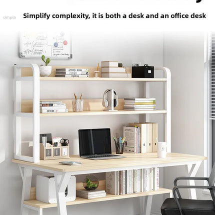 Bureau d’Ordinateur Multifonctionnel pour Chambre à Coucher – Simple et Élégant – Avec Bibliothèque Intégrée et Bureau d’Écriture – Style Modern Minimalism – Bois Durable – Poids 25 kg – Idéal pour Étude, Maison, Bureau