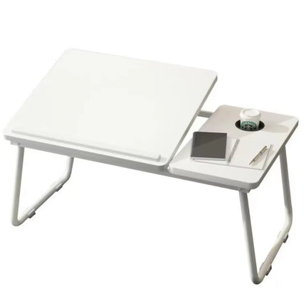Table Ergonomique Pliable – Lit Intégré – Bureau Paresseux pour Ordinateur Portable – Hauteur Réglable – Polyvalent – Forme en L – Bois Massif – Poids 2,1 kg – Coloris Noir, Blanc, Bois – Moderne et Compact