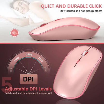 Clavier et Souris Sans Fil 2.4G – Ensemble Portable Full Size avec Pavé Numérique et Souris 2400 DPI – Design Ergonomique Rose pour PC, Ordinateur, Laptop et Gaming