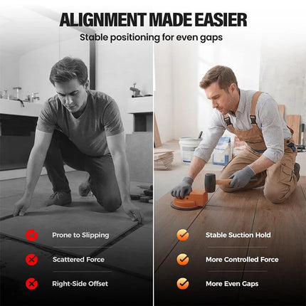 Outil de Serrage pour Joints de Plancher Bois – Ventouse Haute Adhérence >60kg avec Tampon Caoutchouc et Hauteur Réglable – Réparation et Rapprochement des Lames – Diamètre 118mm – Accessoire de Décoration Intérieure