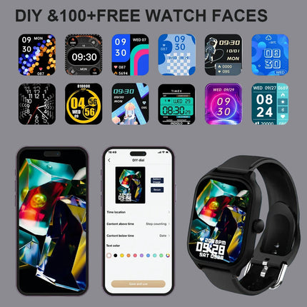 Montre Connectée H9 - 2,01" HD - Appels, Fréquence Cardiaque, 100+ Modes de Sport - Étanche - Homme / Femme