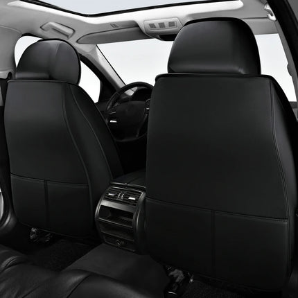 Housse de Siège de Voiture 5 Places – Nouveau Support Lombaire Fixe – Cuir Nappa Soie Glacée – Universel Quatre Saisons – Adapté à la Plupart des Voitures – Mousse PE Rembourrée