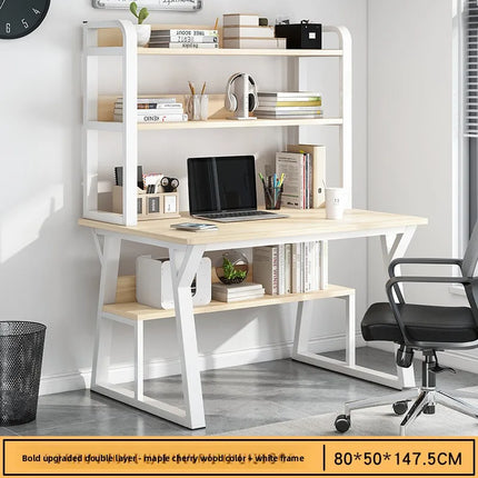 Bureau d’Ordinateur Multifonctionnel pour Chambre à Coucher – Simple et Élégant – Avec Bibliothèque Intégrée et Bureau d’Écriture – Style Modern Minimalism – Bois Durable – Poids 25 kg – Idéal pour Étude, Maison, Bureau