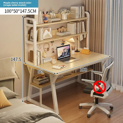 Bureau d’Ordinateur Multifonctionnel pour Chambre à Coucher – Simple et Élégant – Avec Bibliothèque Intégrée et Bureau d’Écriture – Style Modern Minimalism – Bois Durable – Poids 25 kg – Idéal pour Étude, Maison, Bureau