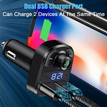 Émetteur FM Bluetooth 5.0 Voiture - Double USB 3.1A - Charge Rapide - Affichage Numérique - Kit Mains-Libres