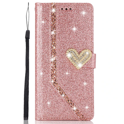 Coque Livret Cuir Étincelante Glitter avec Dragonne | Pour iPhone 17 Pro Max Air 16E 15 Plus 14 13 12 MINI 11 Pro XR XS Max