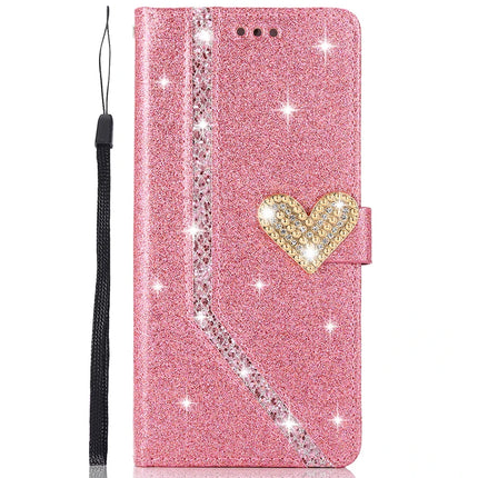 Coque Livret Cuir Étincelante Glitter avec Dragonne | Pour iPhone 17 Pro Max Air 16E 15 Plus 14 13 12 MINI 11 Pro XR XS Max