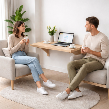 Table Murale Pliable en Bois Massif – Table à Manger / Bureau d’Ordinateur / Table d’Apprentissage – Tailles : 60×40 cm, 75×50 cm, 80×60 cm, 100×60 cm – Design Classique – Bois de Pin Naturel – Charge Jusqu’à 136 kg – Mécanisme à Dégagement Simple