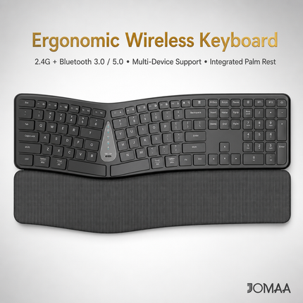 Clavier Ergonomique Sans Fil 2,4 GHz – Conception Divisée Naturelle – Repose-Poignets Intégré – Inclinaisons Réglables – 111 Touches avec Pavé Numérique – Touches Silencieuses et Réactives – Rechargeable – Compatible PC, Mac, Tablet