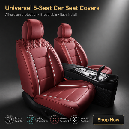 Housses de Siège de Voiture Universelles 5 Places – Style Professionnel Simple – Confortables et Durables pour Toutes les Saisons – Adaptées à la Plupart des Véhicules – Cuir Artificiel – Mousse PE Rembourrée