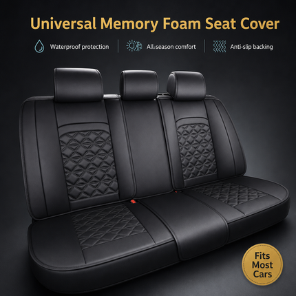 Housse de Siège de Voiture 5 Places Universelle – Pour la Plupart des Sièges de Voiture – Éponge et Cuir Artificiel – Rembourrage Mousse à Mémoire de Forme – Imperméable – Toutes Saisons – Rangement et Organisation – Protection Complète