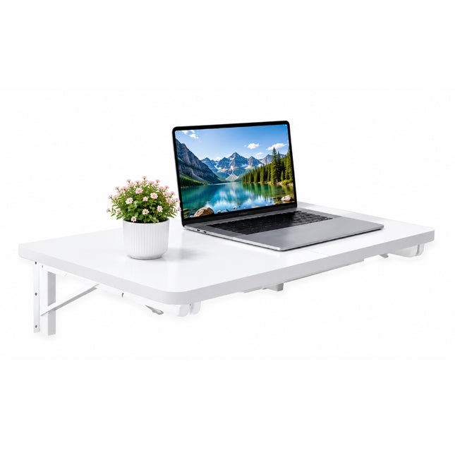 Table Pliante Murale Améliorée – Tailles : 80×40 cm, 100×50 cm, 120×50 cm – Bureau Rabattable avec Supports en Acier Pliants – Surface Imperméable – Charge Jusqu’à 81 kg – Pour Buanderie, Cuisine, Garage, Bureau, Atelier
