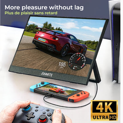 Écran Tactile Portable ANMITE 16 Pouces 1200P HDR – Moniteur Gaming pour PC, Xbox, PS5, Switch et Smartphone – IPS 16:10 – FreeSync Pro – Haut-Parleurs Intégrés – Design Ultra-Fin et Anti-Reflets