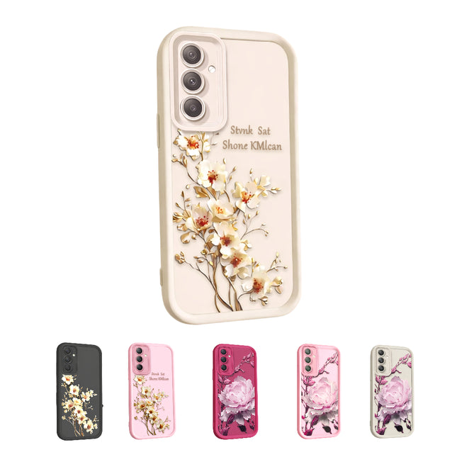 Coque Silicone Étui Antichoc Motif Fleur Blanche et Rose | Poche pour Samsung Galaxy A14, A15 A25 A54 5G, S21, S23, S24 Plus, S25 | Protection Complète Élégante
