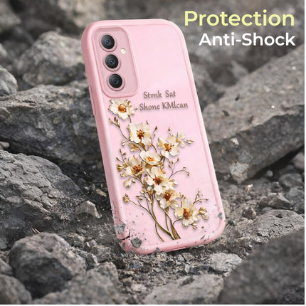 Coque Silicone Étui Antichoc Motif Fleur Blanche et Rose | Poche pour Samsung Galaxy A14, A15 A25 A54 5G, S21, S23, S24 Plus, S25 | Protection Complète Élégante