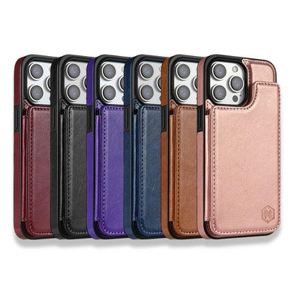 Étui Portefeuille Cuir PU Anti-RFID et Anti-Vol Magnétique | Pour iPhone 16 Pro Max 15 Plus 14 13 12 11 SE3 SE2 XR XS 8 7 | Poche Coque de Protection avec Porte-Cartes et Support