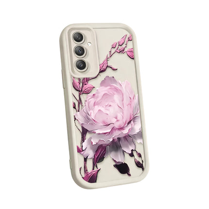 Coque Silicone Étui Antichoc Motif Fleur Blanche et Rose | Poche pour Samsung Galaxy A14, A15 A25 A54 5G, S21, S23, S24 Plus, S25 | Protection Complète Élégante