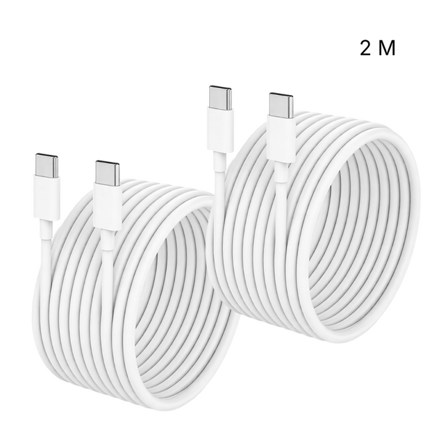 Câble de Charge USB-C vers USB-C 60W (1m, 2m, 3m) - Compatible iPhone 17/16 Pro Max, MacBook, iPad, Samsung Galaxy - Charge Rapide PD MFi (Pack de 2)