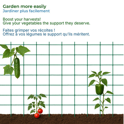 Treillis de Jardin Solide en Nylon – Filet de Support pour Plantes Grimpantes et Légumes – Mailles Carrées Résistantes