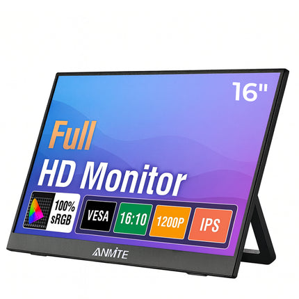 Écran Tactile Portable ANMITE 16 Pouces 1200P HDR – Moniteur Gaming pour PC, Xbox, PS5, Switch et Smartphone – IPS 16:10 – FreeSync Pro – Haut-Parleurs Intégrés – Design Ultra-Fin et Anti-Reflets