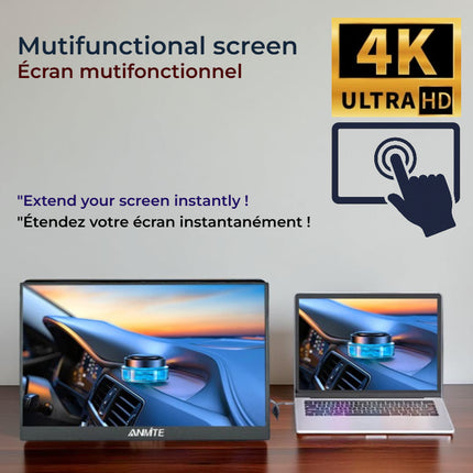 Écran Tactile Portable ANMITE 16 Pouces 1200P HDR – Moniteur Gaming pour PC, Xbox, PS5, Switch et Smartphone – IPS 16:10 – FreeSync Pro – Haut-Parleurs Intégrés – Design Ultra-Fin et Anti-Reflets