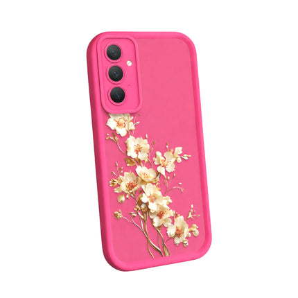 Coque Silicone Étui Antichoc Motif Fleur Blanche et Rose | Poche pour Samsung Galaxy A14, A15 A25 A54 5G, S21, S23, S24 Plus, S25 | Protection Complète Élégante