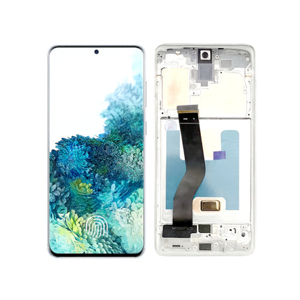 Écran AMOLED Complet Samsung Galaxy S20+ G985F 6.7" - Kit Assemblé avec Cadre et Couvercle - Noir/Gris/Blanc/Bleu Clair/Bleu Foncé - Garantie 6 Mois