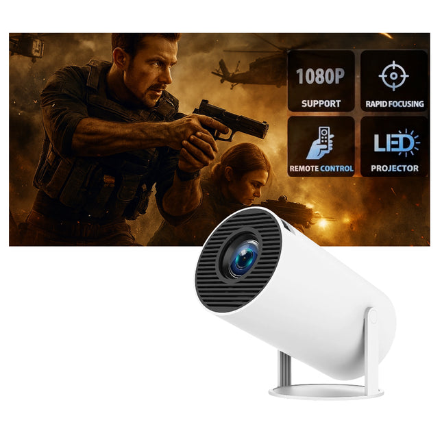 Mini Projecteur Portable 4K, Projecteur HD WiFi 200" - Compatible Smartphone/iPhone/PC/PS5/USB, Autofocus, Correction Keystone Automatique, Double Haut-Parleurs, Idée Cadeau