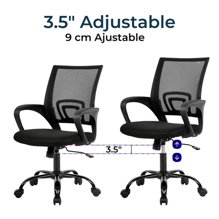Fauteuil de Bureau Ergonomique BestOffice - Chaise de Bureau avec Support Lombaire, Dossier Mesh et Roulettes - Pour Mal de Dos - Certifiée BIFIMA - Réglable (Noir) Livraison Rapide