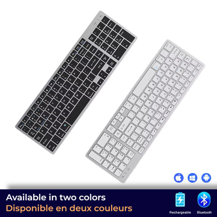 Clavier Sans Fil Bluetooth 5.0 & 2.4G – Mini Clavier Multimédia 102 Touches Ergonomique Compatible PC, Laptop, MacBook, iPad & Android