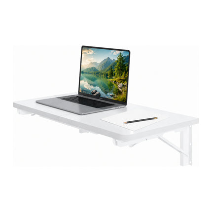 Bureau Mural Pliable Blanc pour Petits Espaces – Table Pliante à Fixation Murale avec Supports Renforcés – Étagère Flottante Multifonction pour Bureau à Domicile, Cuisine, Buanderie, Balcon, Camping-Car – Charge Maximale 36 kg