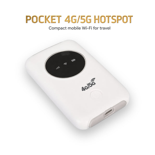 Routeur Portable 4G/5G 300 Mbps – Alimenté par USB – Point d'Accès Mobile de Poche – WiFi de Poche – Emplacement Carte SIM – Version Asie ou Europe – Blanc – 10 x 6 cm