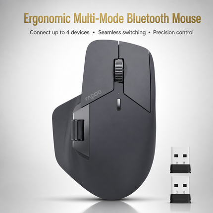 Souris Sans Fil Multi-Appareils Ergonomique MT760L/MT760M – 4000 DPI – Capteur Laser – 11 Boutons Programmables – Batterie 90 Jours – Recharge USB-C – Technologie M+ Cross-Computer – Charge Sans Fil Qi Compatible
