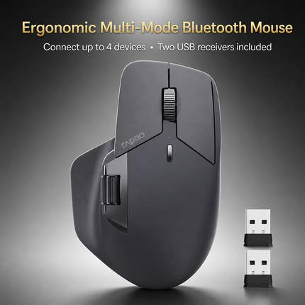 Souris Sans Fil Multi-Appareils Ergonomique MT760L/MT760M – 4000 DPI – Capteur Laser – 11 Boutons Programmables – Batterie 90 Jours – Recharge USB-C – Technologie M+ Cross-Computer – Charge Sans Fil Qi Compatible