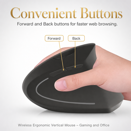 Souris Verticale Sans Fil Ergonomique – Confort Optimal pour Main Droite – 3 Niveaux DPI Réglables – Alimentation par Piles AAA – Connexion 2,4 GHz – Plug-and-Play – Idéal pour Bureautique et Gaming